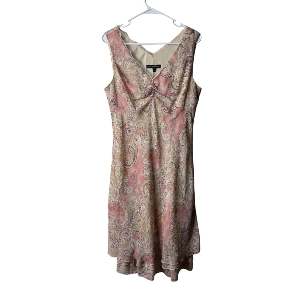 Vintage y2K 90s Chris McLaughlin Pink Paisley Babydoll Tank dress